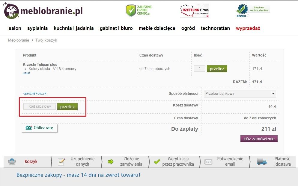 Meblobranie.pl kod rabatowy