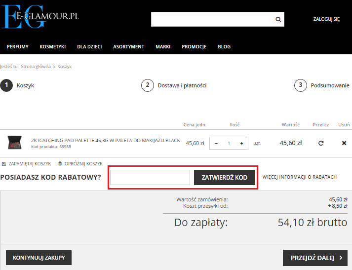 jak wykorzystac kod rabatowy e glamour