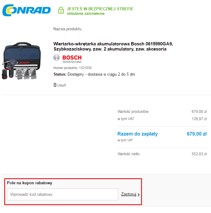 jak wykorzystac kod rabatowy conrad