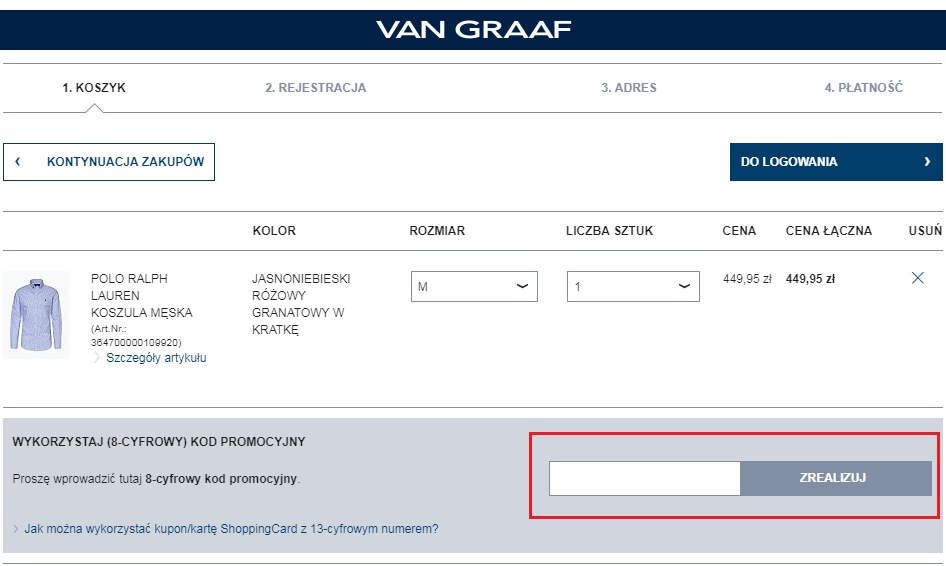 van graaf jak wykorzystac kod rabatowy
