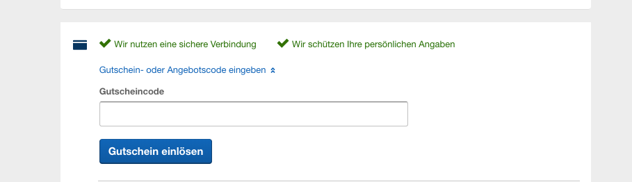 Expedia Gutscheineingabe