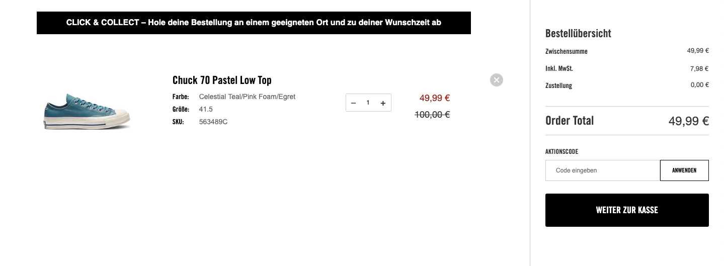 Converse Gutscheineingabe